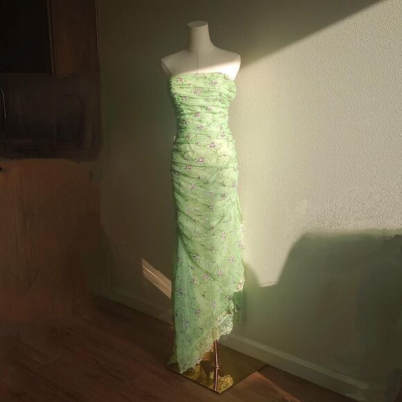 Y2K Designer Floral Beaded Fairy Prom Dress - Picture 6 of 6